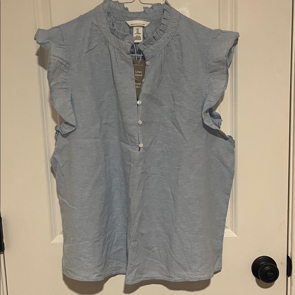 H&M Light Blue Ruffled Sleeveless Top